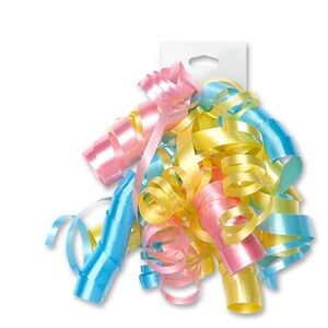 NWT 12 Pk Pastel Yellow, Pink & Blue Self Adhesive Curly Gift Bows